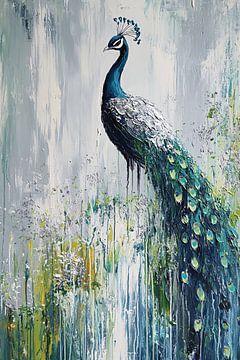 Abstract pauw schilderij op canvas van Imperial Art House
