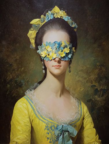 Yellow Ribbon Floral Mask