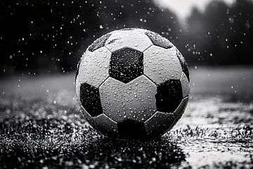Zwart-wit voetbal in regen van Imperial Art House