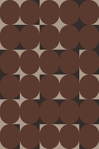 Retro kunst uit de jaren 70. Abstracte geometrische vormen in bruin