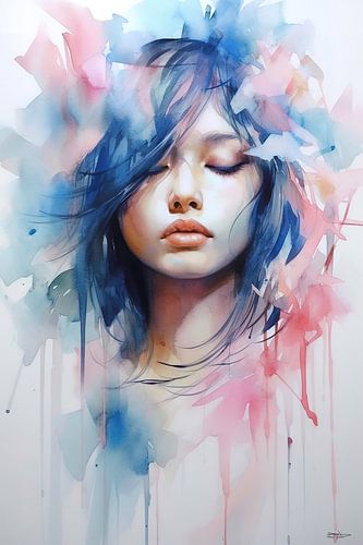 abstract aquarel van een meisje/vrouw.
