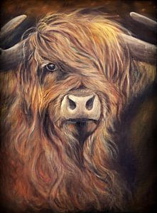Highlander écossais avec huile sur toile...