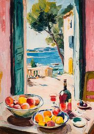 Obst und Wein am Meer – Matisse-Stil von Niklas Maximilian
