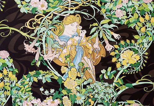 Alphonse Mucha,Vrouw met bloemen