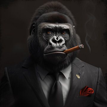 Gorilla met een sigaar van TheXclusive Art