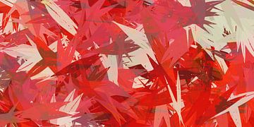 Pop van kleur. Abstracte botanische kunst in neonkleuren rood, roze, wit