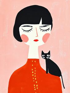 Frau mit der Katze