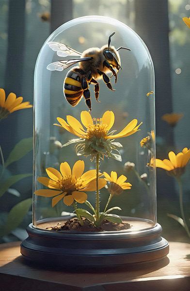 Piece of nature in glass bell jar by Maud De Vries