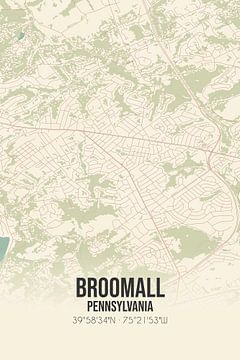 Vintage landkaart van Broomall (Pennsylvania), USA. van MijnStadsPoster