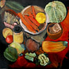 Stilleven met eten en drinken