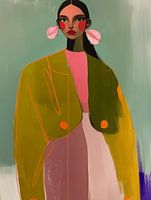 Kleurrijk modern en abstract portret met neon accenten