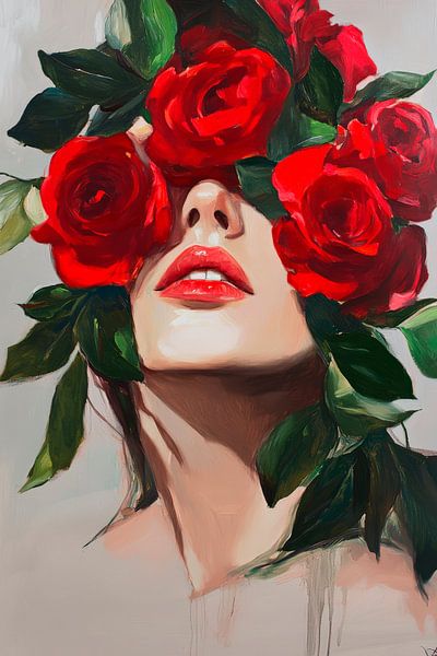 Portrait of a woman with a rosary - play of colours by Poster Art Shop