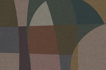 Pink, brown, green organic shapes. Modern abstract retro geometric art in warm pastel colors  VI by Dina Dankers