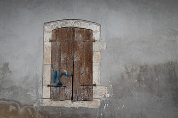 Grey and brown, closed shutters