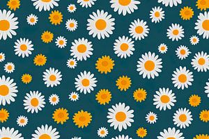 Buntes florales Muster im Stil von Marimekko VI