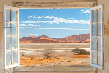 Uitzicht vanuit het raam op de Namib-woestijn van Poster Art Shop