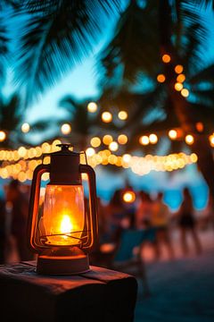 Romantic beach atmosphere at night by Poster Art Shop