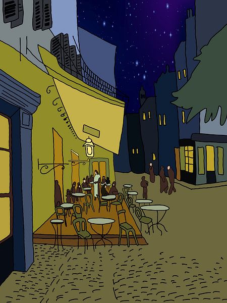 Terrasse du café la nuit par Domstad Rudie