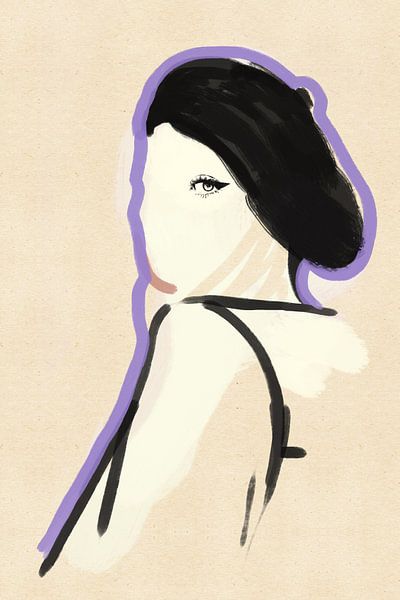 Fashionista - Portret van een vrouw, lijntekening