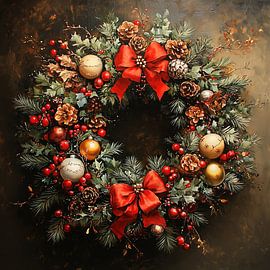 Christmas wreath | Christmas wreath with balls by Abstract Painting
