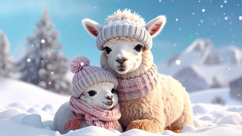 Alpaca met veulen...