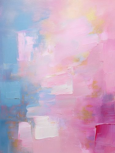 Kleurrijke Explosie: Abstract Roze en Blauw