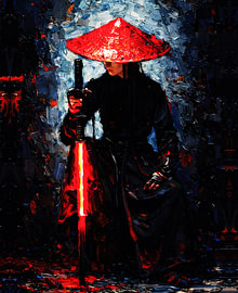 Crimson Ronin – Gemälde eines Samurai-Kriegers