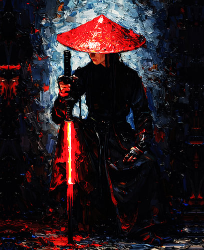 Crimson Ronin – Gemälde eines Samurai-Kriegers