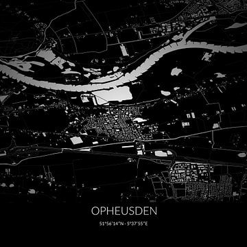 Schwarz-weiße Karte von Opheusden, Gelderland. von Rezona