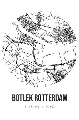 Botlek Rotterdam (Süd-Holland) | Karte | Schwarz-Weiß