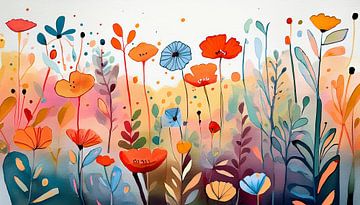 Colourful abstract botanical garden with modern flowers (8) by STUDIO ARTSY