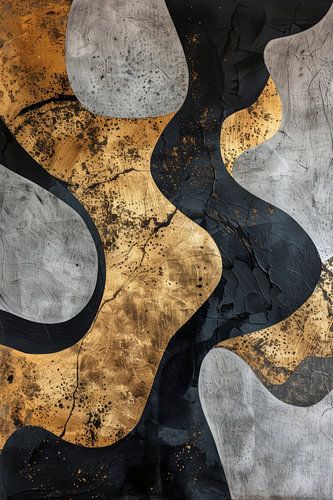 Kunstwerk van goud, zwart en grijs een vleugje allure