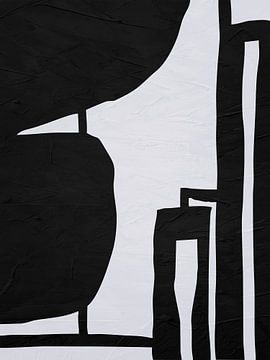 Kunst abstract organique - zwart-witte tinten