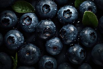 Fresh Blueberries with water drops by Studio XII