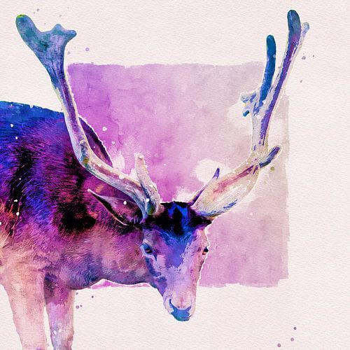 Portrait d'un cerf (art, violet)