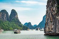 Tussen de rotsen in Halong Bay, Vietnam van Rietje Bulthuis thumbnail