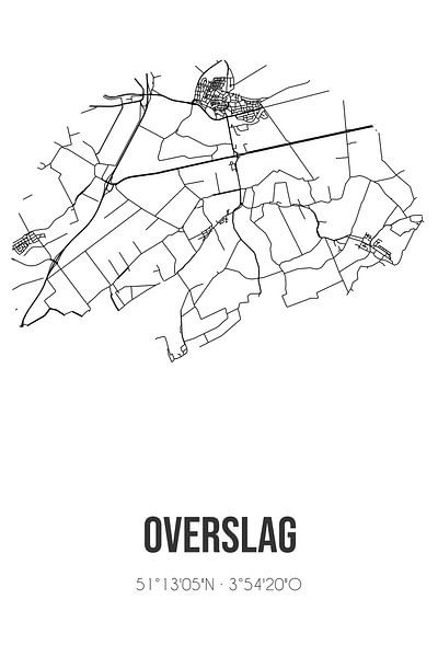 Overslag (Zeeland) | Map | Black and white by Prints of Place