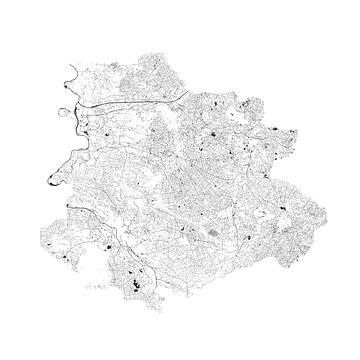 Waterkaart van de Achterhoek in Zwart-Wit van Maps Are Art