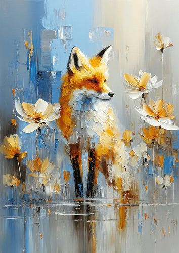 Vos in het bloemenveld