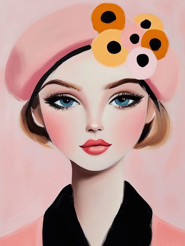 Portret in pastelkleuren, hippe illustratie