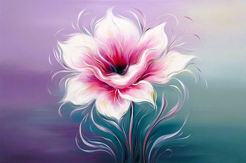 Kleurrijke abstracte bloem schilderij