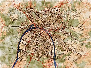 Kaart van Rouen in de stijl 'Serene Summer' van Maporia