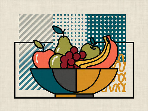 Retro-Obst-Stillleben für eine stimmungsvolle Wohnküche