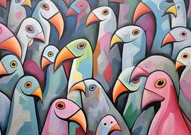 Painting Colourful Birds by ARTEO Paintings