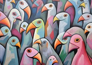 Bunte Vögel malen