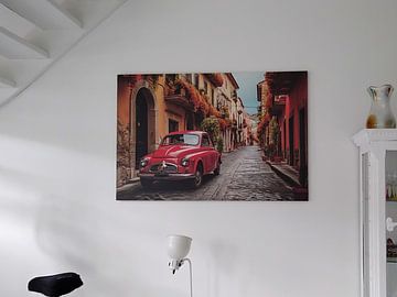 Photo de nos clients: Vieille voiture rouge dans une rue italienne sur Animaflora PicsStock