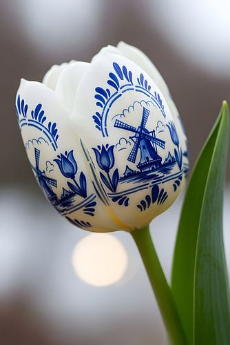 Delft Blue Tulip with Mill by Studio Ypie