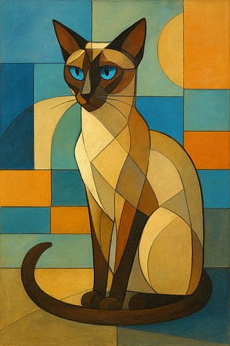 Geometrische illustratie van Siamese kat.