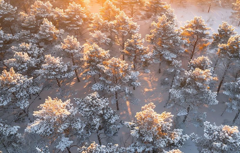 Frostige Wälder aus der Vogelsicht von fernlichtsicht