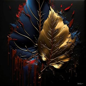 Abstrakt in Gold, Rot und Blau. von Gelissen Artworks